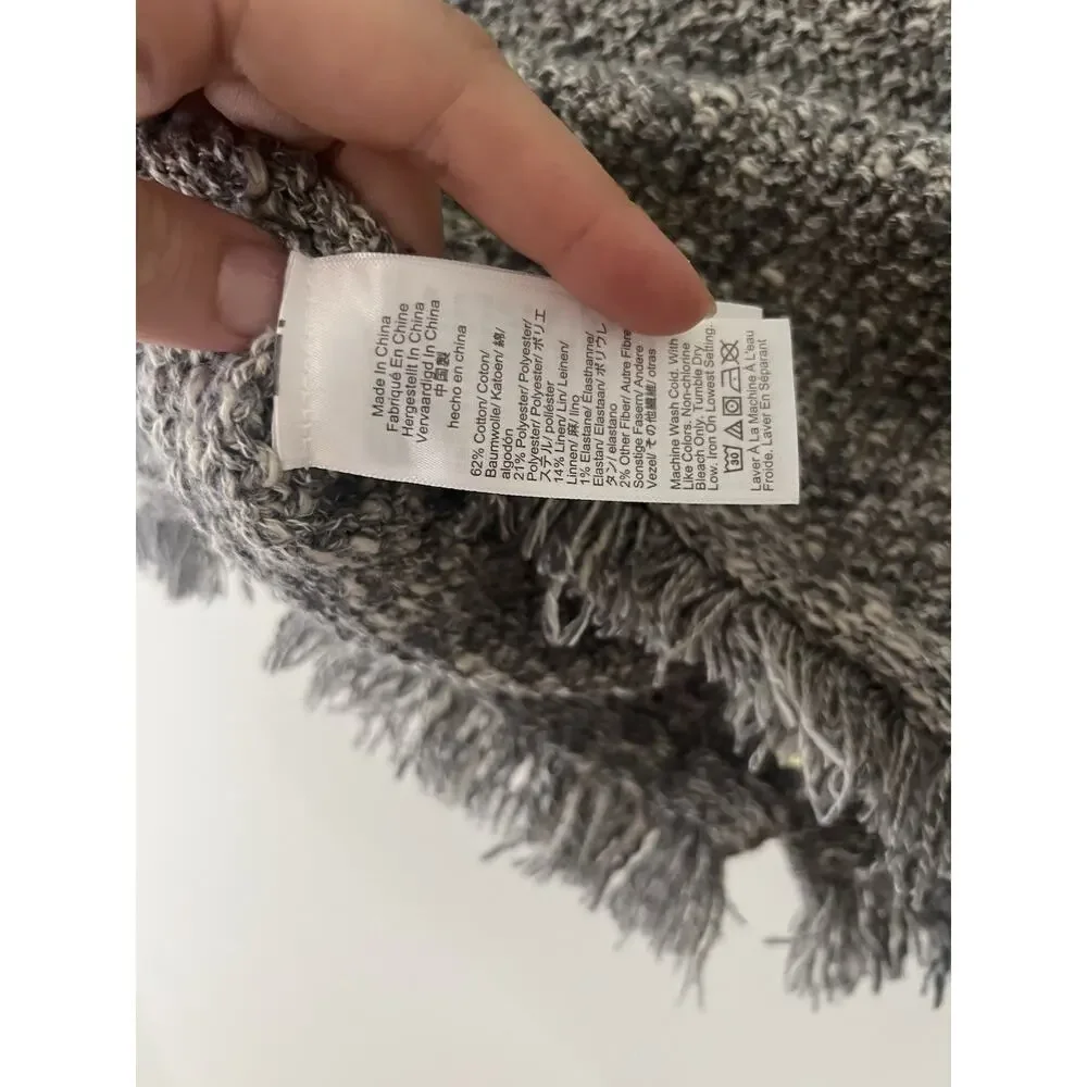 J CREW Cropped fringe trim lady jacket short sleeve cardigan Gray size xs
